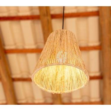 Imagem de Lustre Pendente Moderno Rustica Cone Palha De Milho 25CM