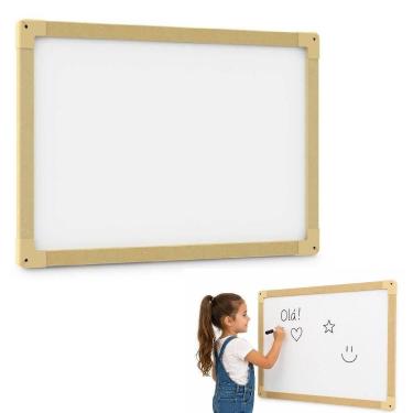 Imagem de Quadro lousa branco 60x40cm de parede mural recados moldura mdf painel