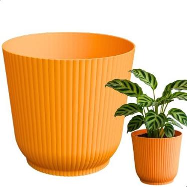 Imagem de Cachepot Talin Mostarda 2,5L 16cm x 15cm de Polipropileno Duro e Resistente, Compativel com Sistema Autoirrigável - Vaso Decorativo Elegante para Plantas - Top Garden