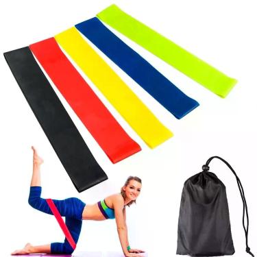 Imagem de Kit 5 Faixas Elásticas Intensidades Variadas Para Musculação
