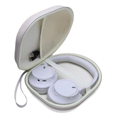 Imagem de Capa de transporte compatível com fones de ouvido Sony WH-1000XM4, WH-CH720N, WH-1000XM5, WH-CH520, ULT WEAR, WHCH710N, WH-CH510, capa rígida bege de viagem DR·AMIU