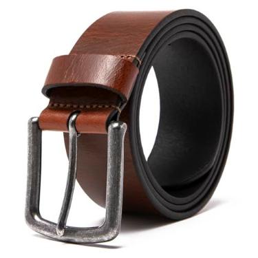 Imagem de Fabio Valenti Cinto masculino casual de couro legítimo, cinto de trabalho de 3,8 cm de largura para homens, 2098 Tan, 44/46