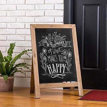Imagem de Glitzhome Placa de quadro-negro com moldura A 76,2 cm x 50,8 cm placa de sanduíche de madeira para cavalete placa de parede para restaurantes, cafés, casamentos (cor madeira)