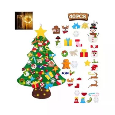 Imagem de Árvore De Natal De Feltro DIY Para Crianças Com Luzes, Decoração De Na