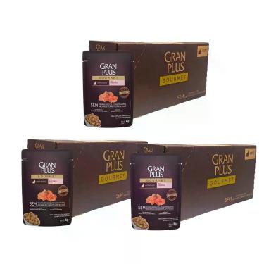 Imagem de Kit 3 Caixa GranPlus Gourmet Sachê Sabor Salmão Gatos Adultos 85g
