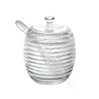 Imagem de ACUCAREIRO DE CRISTAL DE CHUMBO C/COLHER E TAMPA COLMEIA210ml - Lyor