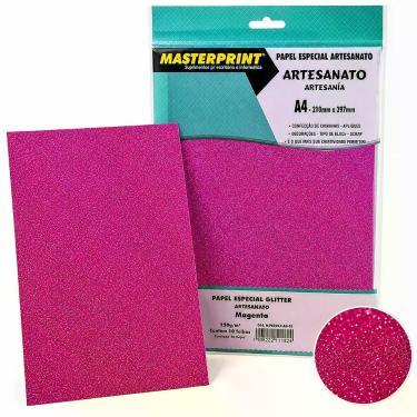 Imagem de Papel Glitter A4 250g Masterprint 10 Folhas para Artesanato Papelaria 
