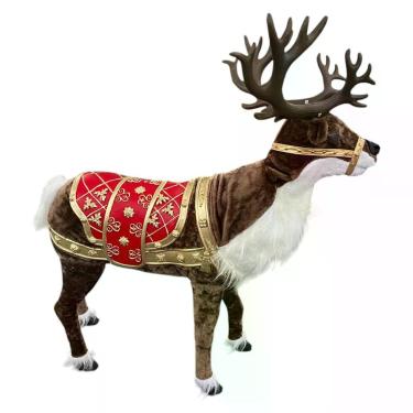 Imagem de Rena Natal Realista Natalina Movimenta Cabeça Gigante Musica Decoraçao Luxo Predio Shopping Loja Festa Evento Fim De Ano