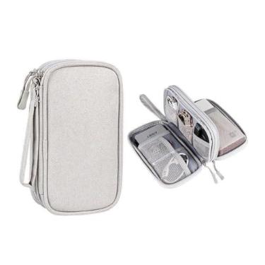 Imagem de Bolsa Organizadora para acessórios eletrônicos Portátil e Impermeável - Organizador para Cabos e Acessórios, eletrônicos, unidades USB e carregadores (Cinza)