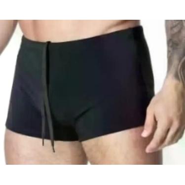 Imagem de Sunga boxer roupa de banho 36 ao 52 verão boxe forrada Preta box Adult