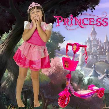 Imagem de Kit Patinete Rosa de Cesta Luz e Som Princesa Belinda - DM Toys