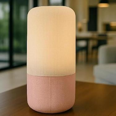 Imagem de Luminária de Mesa Cilíndrica Minimalista Moderna, Abajur Tubular Decorativo com Lâmpada Inclusa, Design Texturizado (Rosa)