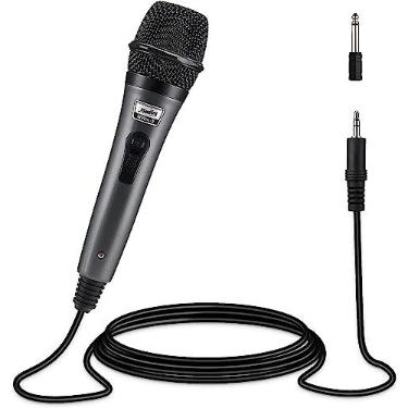 Imagem de Moukey Microfone de karaokê, microfone dinâmico com cabo de 4 metros, microfone cardioide portátil com fio, microfone XLR para cantar/palco, compatível com máquina de karaokê/sistema