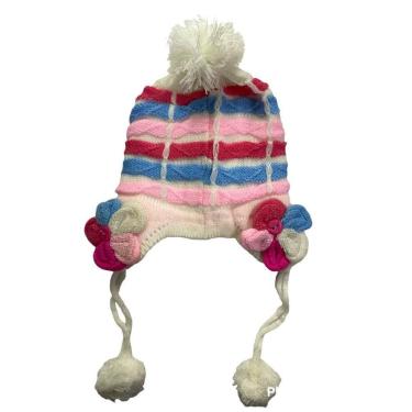 Imagem de Touca de tricor com protetor de orelha flor infantil - Evolution, Bran