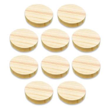 Imagem de 10 Bolachas Disco Madeira Pinus 7,5 Cm Diâmetro Artesanato - PEQUENO -