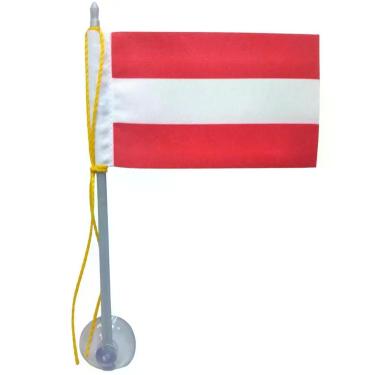 Imagem de Mini Bandeira Áustria C/ Ventosa Poliéster (5,5cm X 8,5cm) 15 cm Mastr