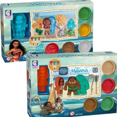 Imagem de 9 Massinha Modelar Atóxica Moana Colorida Forminha Criança - Cotiplás,