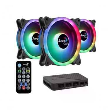 Imagem de Kit Com 3 Coolers Aerocool Duo 12 Pro Argb + Hub + Controle