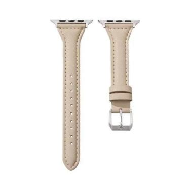 Imagem de Pulseira De Couro Slim Para Apple Watch Band 40mm 41mm 44mm 45mm 42mm 