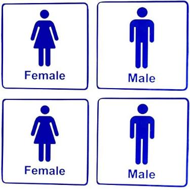 Imagem de eSplanade Placa de banheiro masculina e feminina para banheiro | Decalque adesivo para porta de banheiro masculino e feminino - Tinta de longa duração resistente a intempéries fácil de montar (tamanho