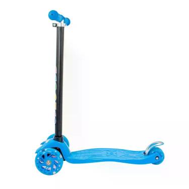 Imagem de Patinete Regulável Infantil 4 Rodinhas Com Led Para Crianças Até 60kg Azul
