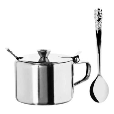 Imagem de Açucareiro em Aço Inox com Colher 450ML para Cozinha Inox Clink