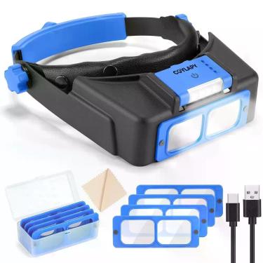 Imagem de Lupa de Cabeça COYLAPY 1,5X3,5X com Luz e 4 Lentes