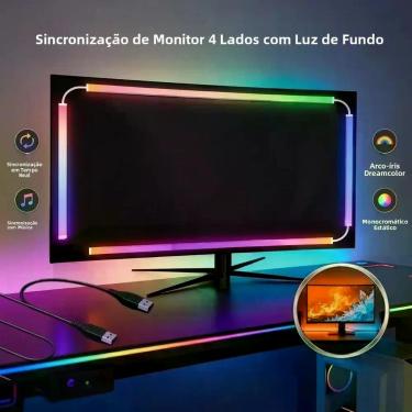 Imagem de Iluminação De Fundo RGBIC Para Monitor De PC 360 graus Luzes De Jogos 