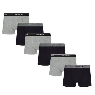 Imagem de 6 Cuecas Infantil Boxer Box De Algodão Para Meninos  - Selene, Preto, 