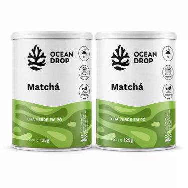 Imagem de Kit 2 Matchá em Pó Ocean Drop 125g Chá Verde Vegano Sem Glúten 60 Porç