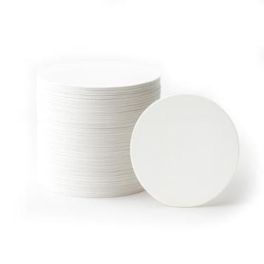 Imagem de 100 peças de círculos de papelão branco de núcleo sólido - cartolina circular branca extra grossa de 28pt - recortes de círculos pesados para álbuns, artesanato e suporte de produto (redondo de 15 cm)