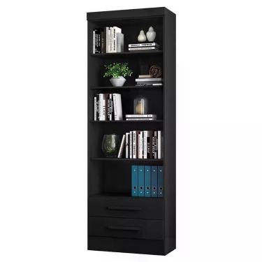 Imagem de Estante Para Livros 2 Gavetas 3420 Preto Fosco - Qmovi