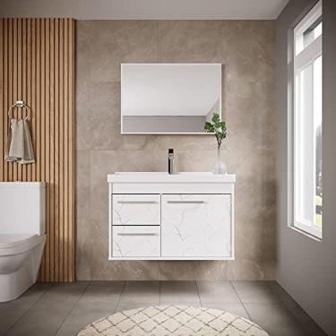 Imagem de RIVERZZA Gabinete Armario para Banheiro 100% MDF com Cuba - Potenza Branco 60cm (Branco)