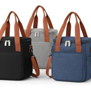Imagem de Bolsa Térmica Marmita Grande 8L Oxford com Alça e 2 Compartimentos - Lancheira Térmica para Almoço, Bebidas, Academia e Trabalho