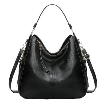 Imagem de Bolsa Feminina Couro Pu Transversal Moderna Elegante Trabalho Passeio Dia a Dia (PRETA)