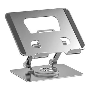 Imagem de Suporte Ajustável para Laptop e Tablet, Base em Alumínio, Dobrável, Rotação 360 Graus, Prata