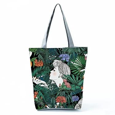Imagem de Bolsas femininas afro douradas impressas bolsa de ombro moda bonita bolsa de compras ecológica portátil bolsa de praia de alta capacidade, Hl0130 ???? ?
