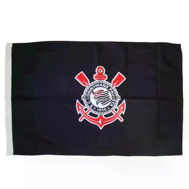Imagem de Bandeira Corinthians Símbolo Preta Oficial - JC Bandeiras