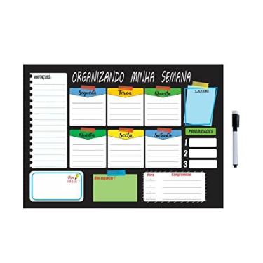 Imagem de Quadro Planejador Semanal Magnético 40x60 cm – Lousa Metálica com Caneta e Apagador – Organizador de Tarefas para Parede em Casa, Escritório ou Escola