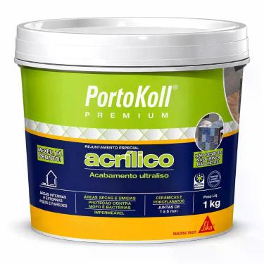 Imagem de Rejunte Acrílico PortoKoll Premium 1kg Grafite - SIKA