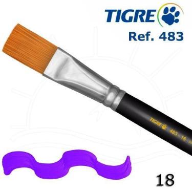 Imagem de Pincel Tigre 483 - Chato Sintético Dourado Acetinado, 18