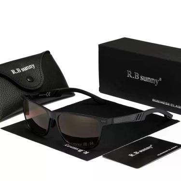 Imagem de Óculos De Sol Polarizados Para Homens E Mulheres Estilo Retangulares Design Piloto Uv400 Preto Marrom