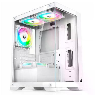 Imagem de Gabinete Gamer Crystal Glass 01 Mid Tower M-ATX ITX Vidro Temperado sem Fan Branco Rise Mode RM-CA-CY-01-FW