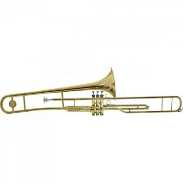 Imagem de Trombone de Pisto Tenor HSL-900L Afinação Bb com Pistões em Cuproníquel Laqueado Dourado Harmonics
