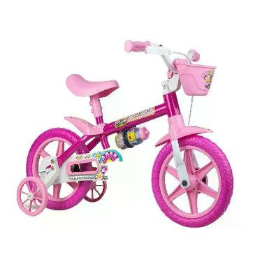 Imagem de Bicicleta rosa infantil aro 12 flower nathor menina, 12", Rosa