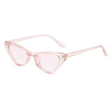 Imagem de Óculos de sol pequeno olho de gato feminino retro triângulo óculos de sol masculino proteção moda luxo uv400, gradiente rosa