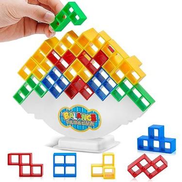 Imagem de Balance and Play - Tetra Tower Stacking Blocks Game, Fun and Educational Entertainment for Kids, Board Games for Family, Parties, Travel Building Blocks (32 PCS)