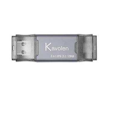 Imagem de Flash Drive Kavolen 2 em 1 de 256 GB de alta velocidade para telefones Android com porta TypeC, tablets, PC, suporte de foto para telefones Samsung/LG/Google Pixel/Hua Wei/Moto/One Plus com porta USB
