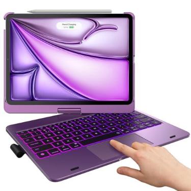 Imagem de typecase Capa de Teclado de Toque para Ipad Air 11"(M2) 2024 e Ipad Pro 11(4Th/3Rd/2Nd/1St Gen): Trackpad Multitoque e Luz de Fundo de 11 Cores e Rotação de 360 °, Fino e Leve para Ipad Air 5Th e 4Th
