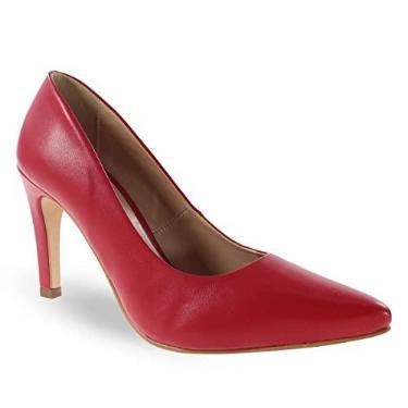 Imagem de Sapato Scarpin Modarpe Casual Salto Alto Feminino S02 Cor:Vermelho;Tamanho:34